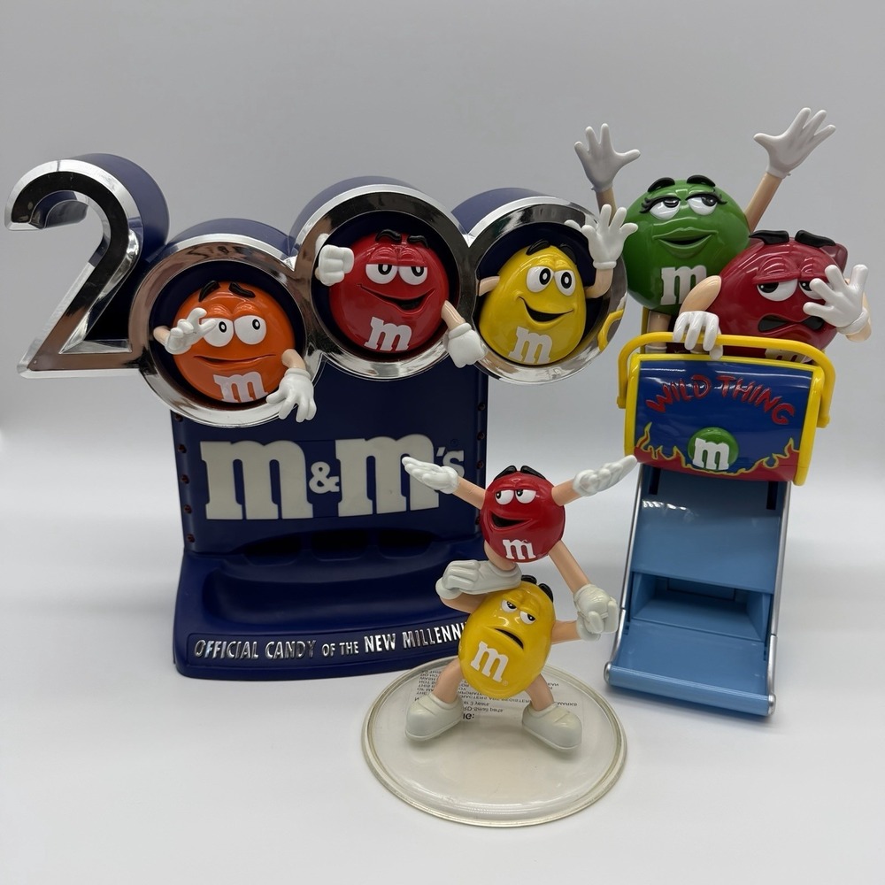 Vintage Collection M&M Candy Lot 3 Figurines & Dispenser Rare Limited Edition